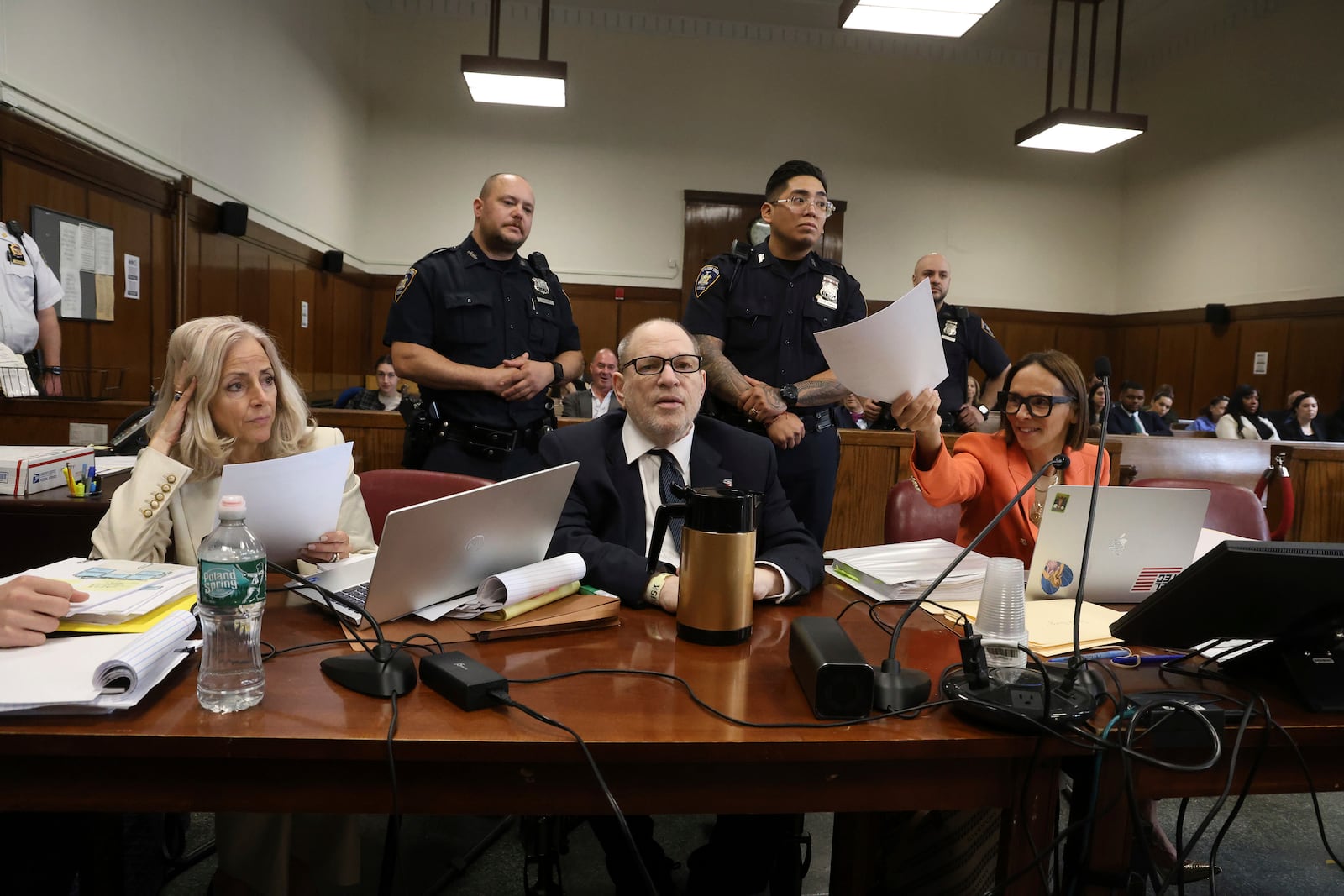 Harvey Weinstein appears in state court in Manhattan for his retrial on Friday, May 2, 2025 in New York. (Jefferson Siegel /The New York Times via AP, Pool)