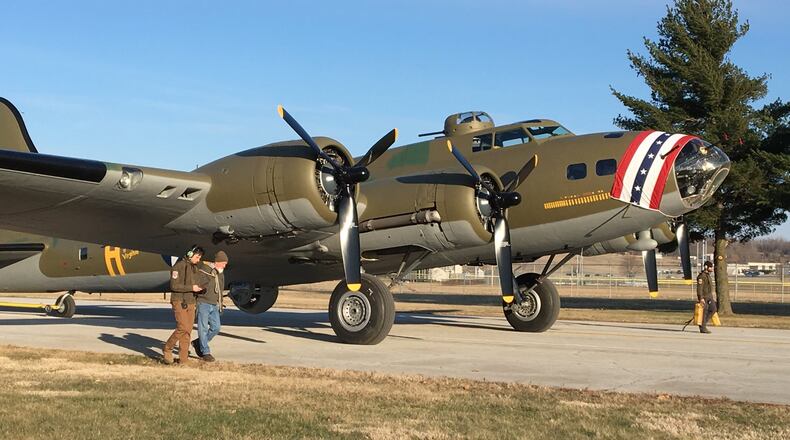 The B-17F Memphis Belle was moved for the first time from a restoration hangar into the National Museum of the U.S. Air Force. on March 14, 2018 JAMES BUECHELE / STAFF
