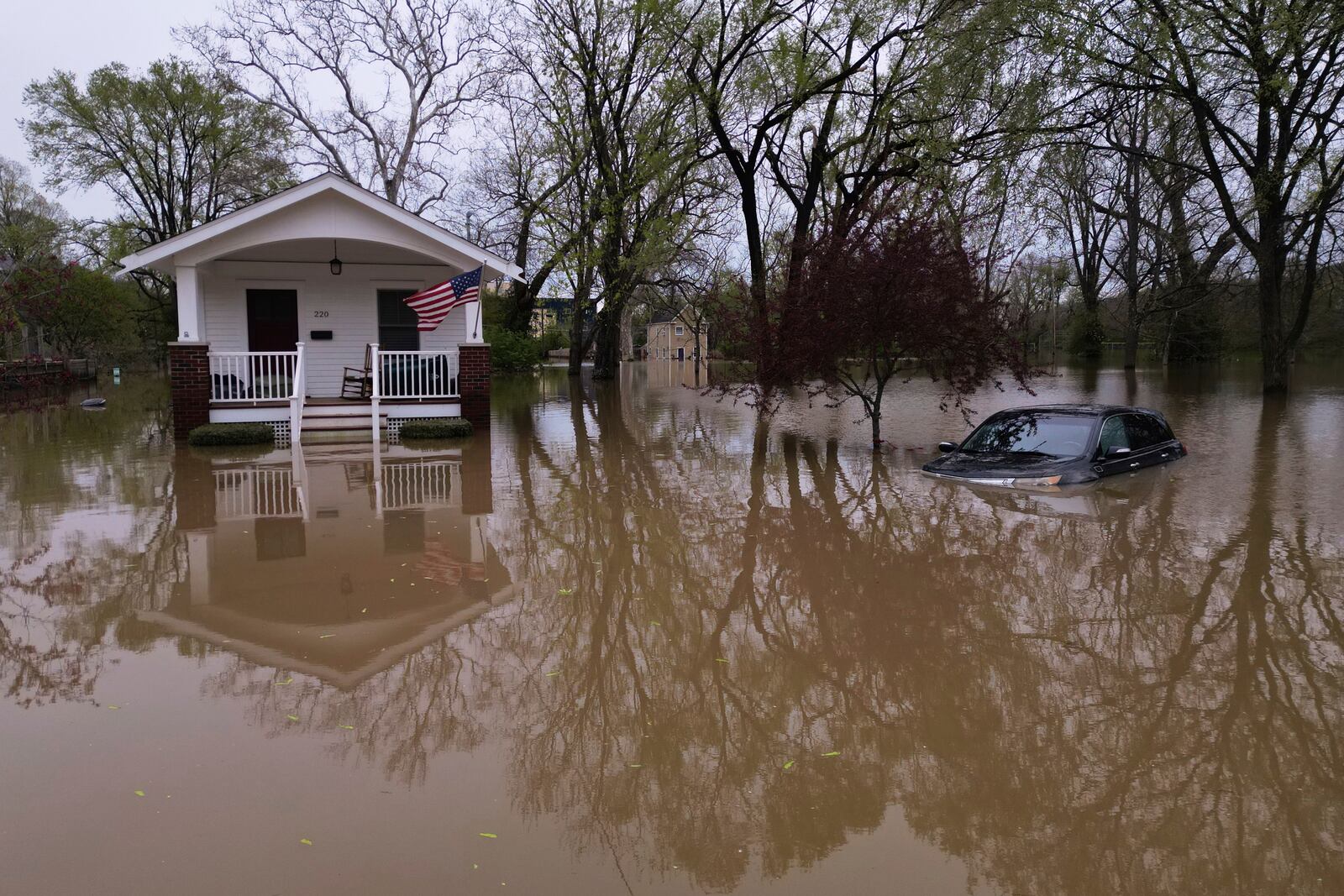 FILE - Ohio River floods Strader Avenue, Wednesday, April 9, 2025, in Cincinnati. (AP Photo/Carolyn Kaster, File)