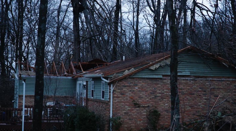 Homes were damages on Ridge Road in Clark County by strong storms that moved through the area on Wednesday morning, Feb. 28, 2024. BILL LACKEY / STAFF