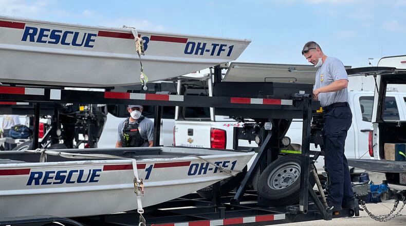 Ohio Task Force 1 was activated Monday in preparation of Tropical Storm Idalia, expected to hit Florida's Gulf Coast as a hurricane. Above, task force members pack and prepare supplies and tools for deployment as they head south Saturday, Sept. 24, 2022, to Florida for Tropical Storm Ian. AIMEE HANCOCK/STAFF