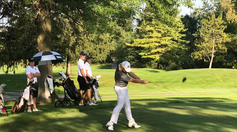 Wright State freshman Cole Corder hits a tee shot during the Crusader Collegiate in September, 2018. CONTRIBUTED PHOTO