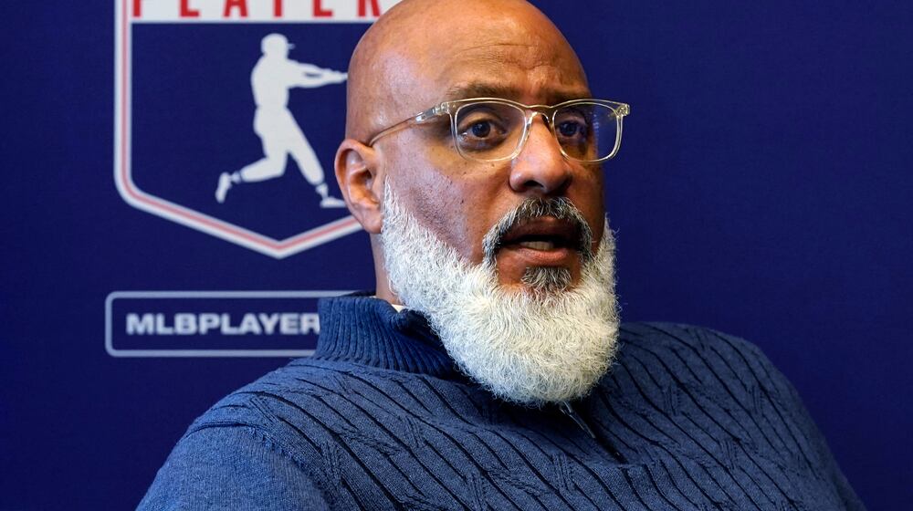 FILE - Major League Baseball Players Association Executive Director Tony Clark answers a question during a news conference in New York on March 11, 2022. (AP Photo/Richard Drew, File)