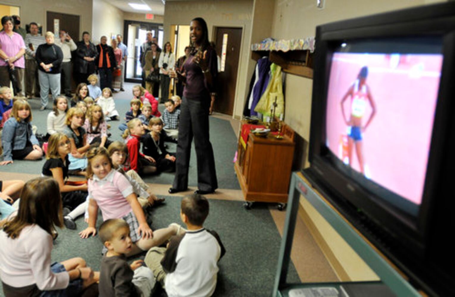 Olympic medalist visits Sunday school