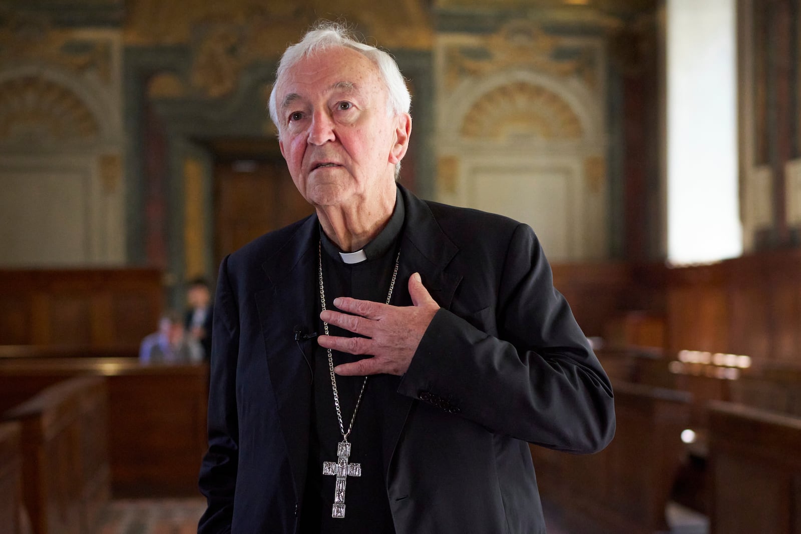 Cardinal Vincent Nichols attends an interview at the Venerable English College, in Rome, Friday, May 2, 2025. (AP Photo/Alessandra Tarantino)