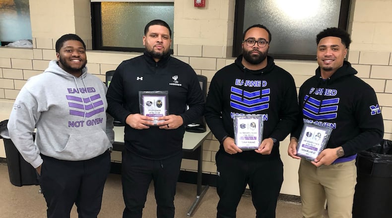 MIddletown head coach Kali Jones is the MVFCA Coach of the Year in D-I, and had assistants Tyree Kinnel and Jalin Marshall also honored. CONTRIBUTED MVFCA