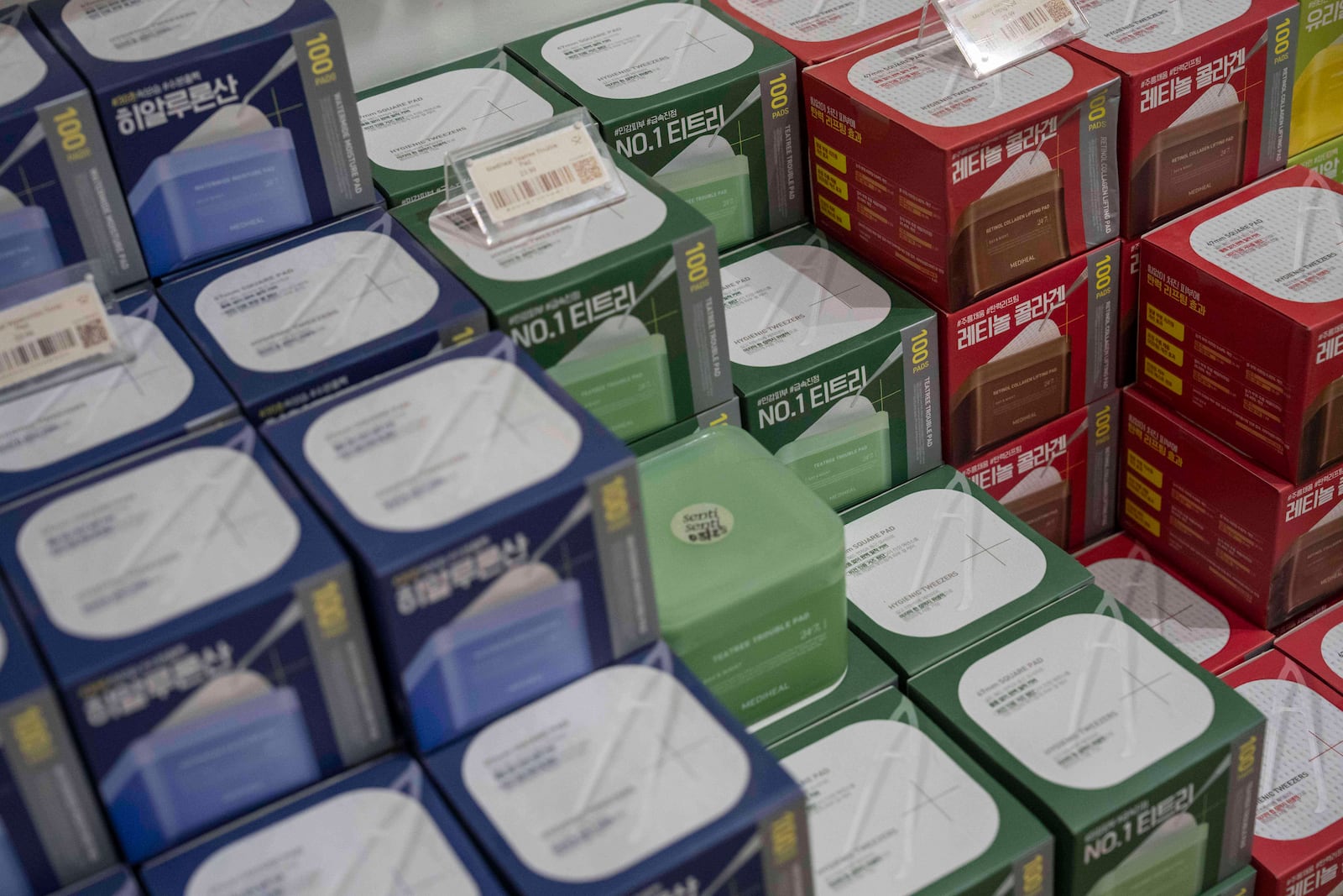Korean beauty products are displayed at a Senti Senti store in New York on Friday, July 25, 2025. (AP Photo/Yuki Iwamura)
