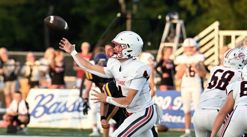 Tippecanoe High School junior quarterback Larkin Thomas throws a pass during their game against Bellbrook on Friday, Aug. 22 at Miami Valley South Stadium. The Red Devils on 21-0. NICK FALZERANO / CONTRIBUTED PHOTO