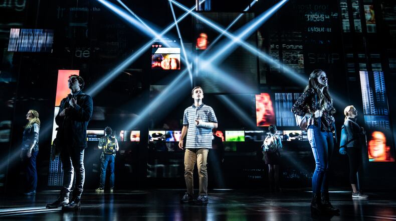 Stephen Christopher Anthony as 'Evan Hansen' and the North American touring company of DEAR EVAN HANSEN. Photo by Matthew Murphy
