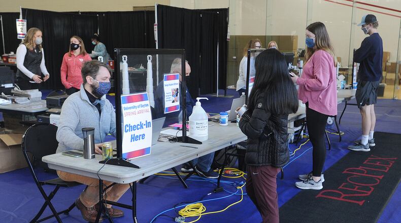 FILE PHOTO / Students were tested for COVID-19 on the first day back for the spring 2021 semester. MARSHALL GORBY / STAFF
