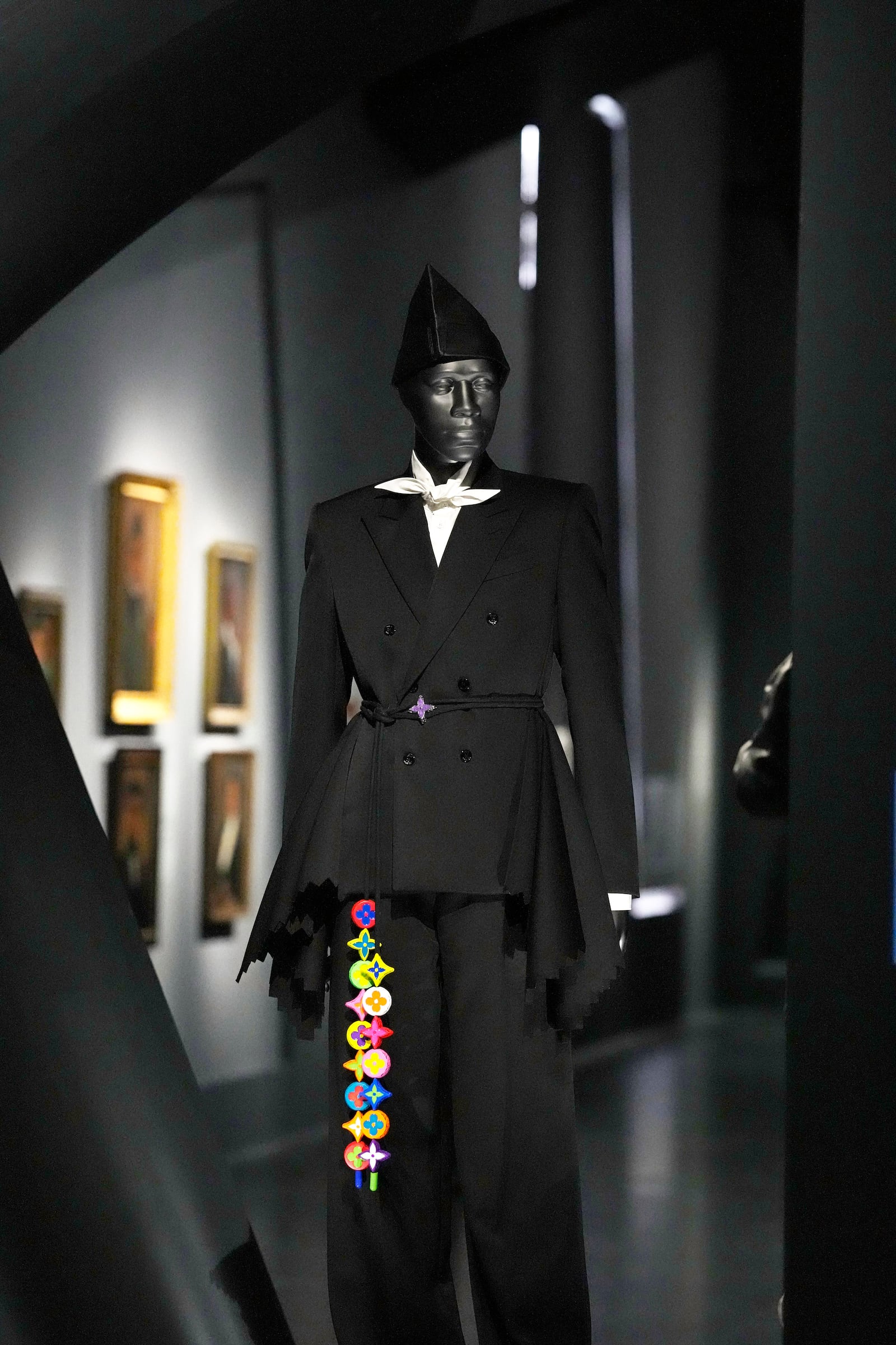 A design by Louis Vuitton is displayed at the Metropolitan Museum of Art's Costume Institute exhibition, "Superfine: Tailoring Black Style," on Saturday, May 3, 2025, in New York. (Photo by Charles Sykes/Invision/AP)
