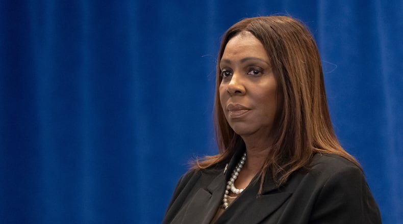 FILE - New York Attorney General Letitia James attends a news conference Dec. 15, 2025, in New York. (AP Photo/Yuki Iwamura, File)