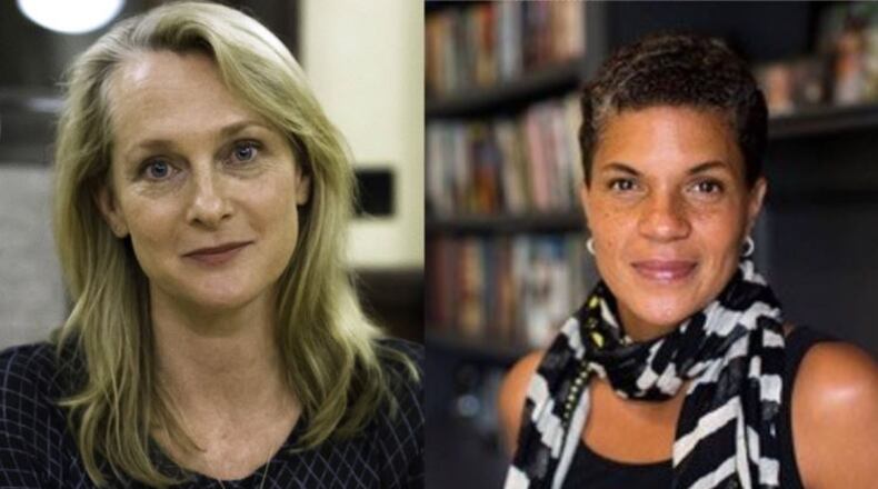 Piper Kerman, left, and Michelle Alexander, right; both authors are supporting Ohio State Issue 1.