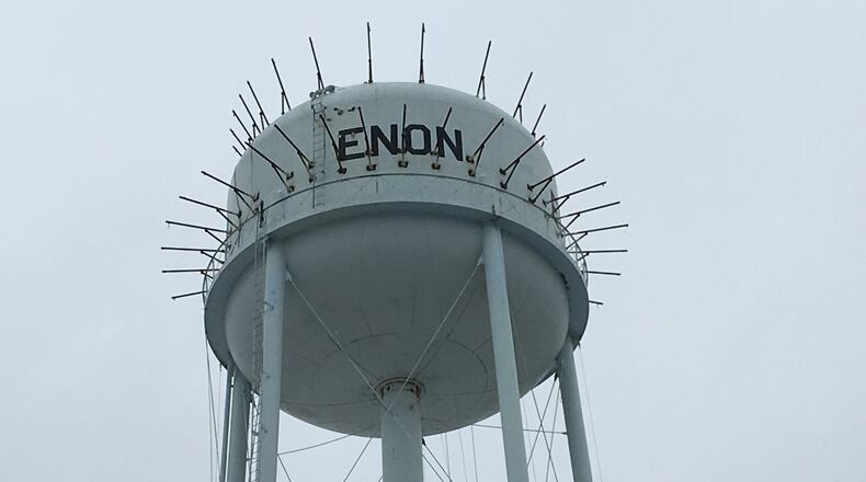 Rehabilitation work on Enon water tower is expected to take about 90 days. PAM COTTREL/CONTRIBUTOR
