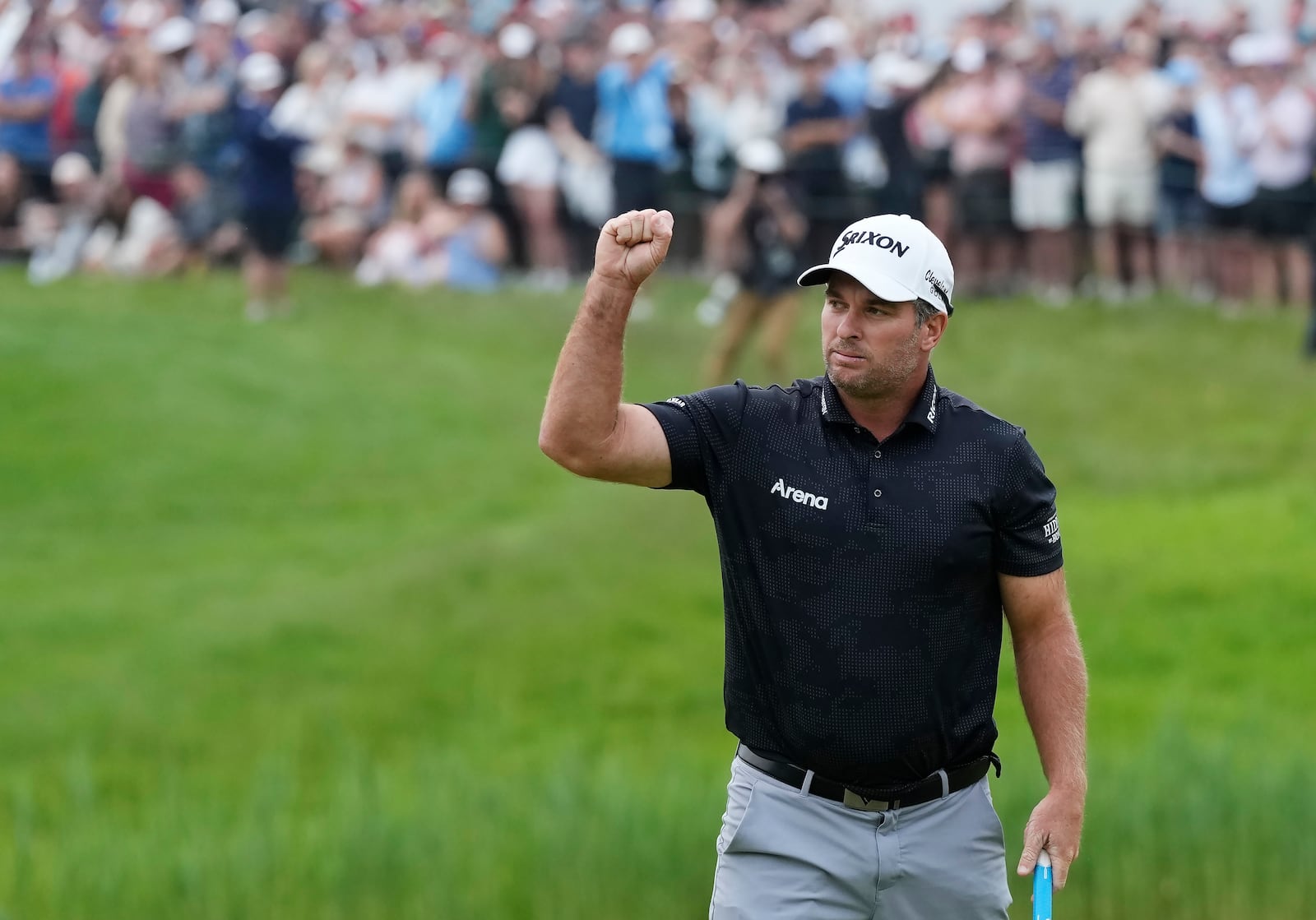 Ryan Fox celebrates after winning the Canadian Open golf tournament on the fourth playoff hole in Caledon, Ontario, Sunday, June 8, 2025. (Frank Gunn/The Canadian Press via AP)