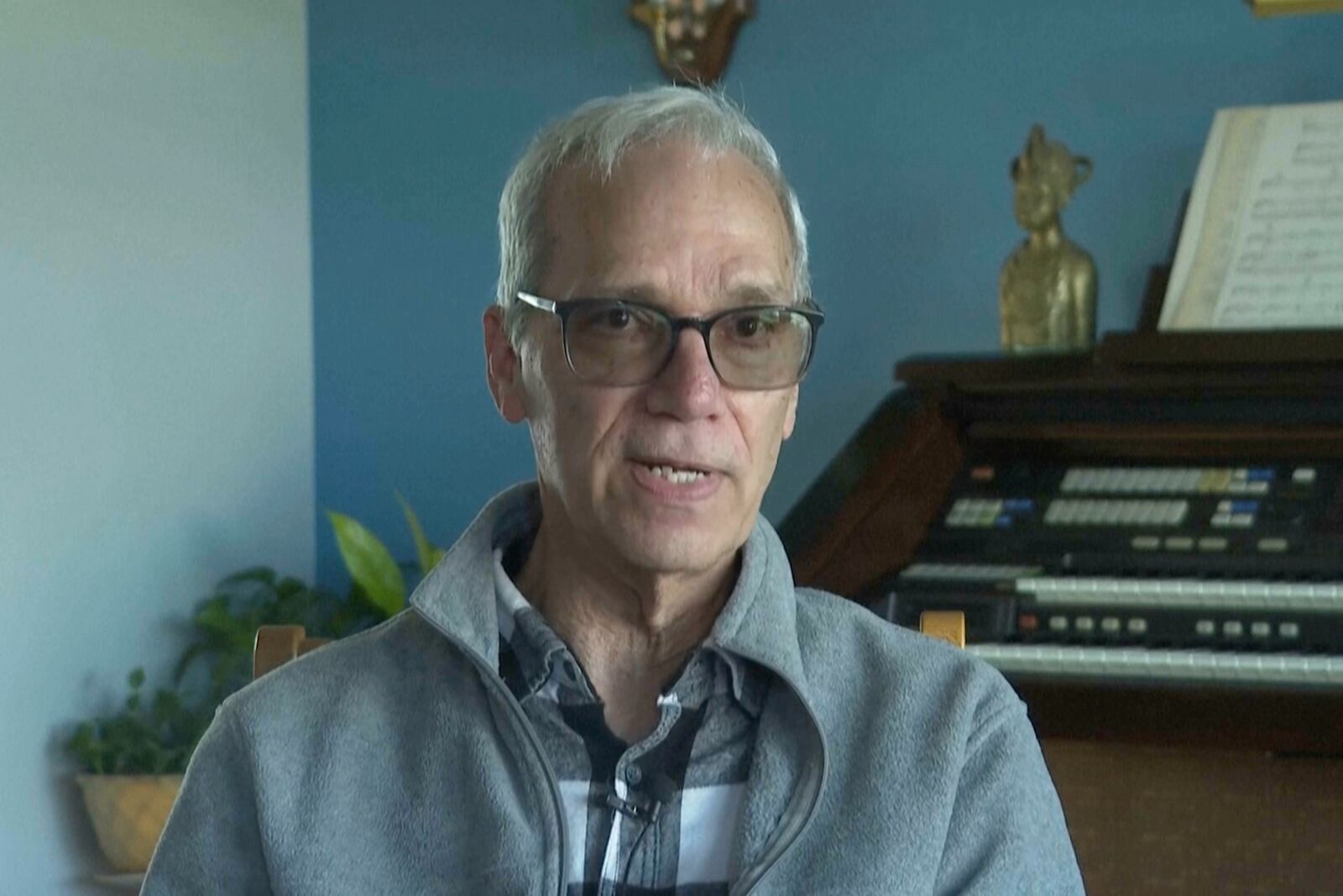 John Prevost, brother of newly elected Pope Leo XIV, Robert Prevost, speaks during an interview with the Associated Press on Thursday, May 8, 2025, in New Lennox, Ill. (AP Photo/Obed Lamy)
