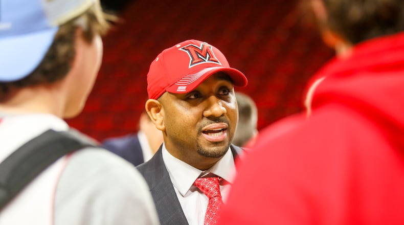 New Miami basketball coach Jack Owens was introduces himself during a public event at Millett Hall in Oxford, Thursday, Mar. 30, 2017. GREG LYNCH / STAFF