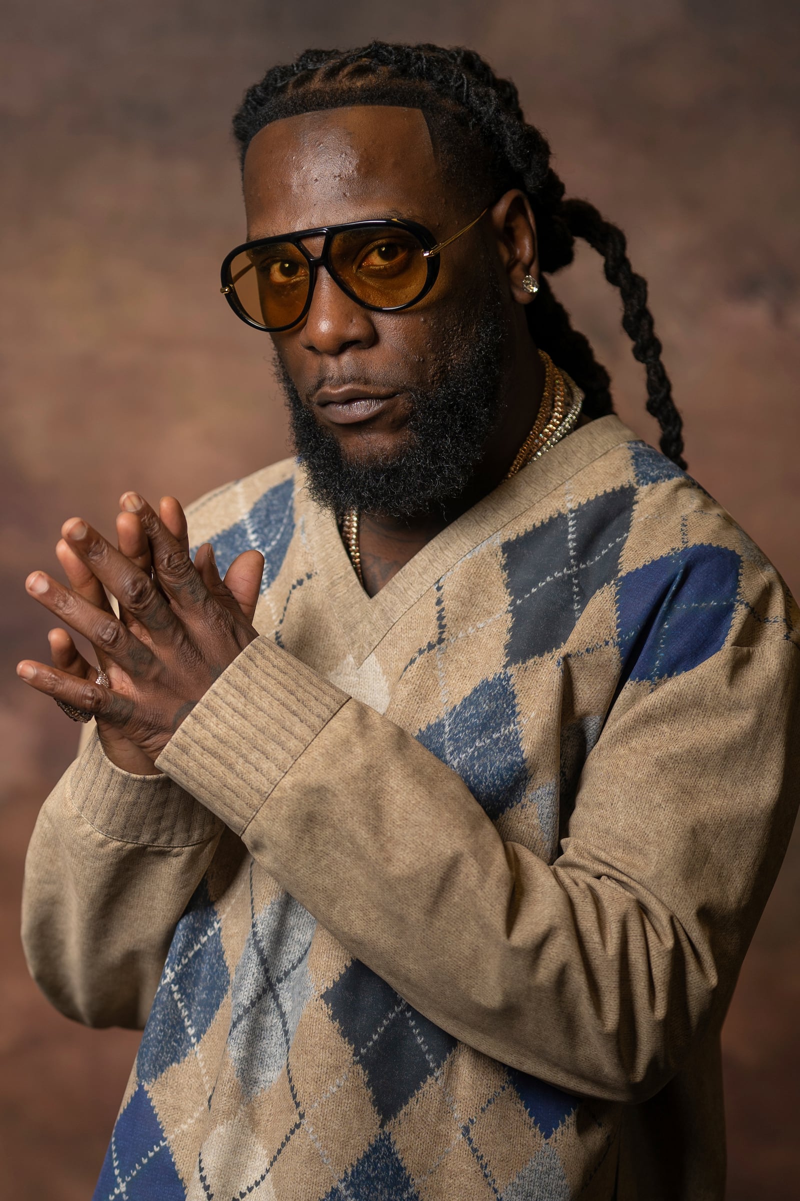 Burna Boy poses for a portrait on Thursday, May 8, 2025, in New York. (AP Photo/Gary Gerard Hamilton)