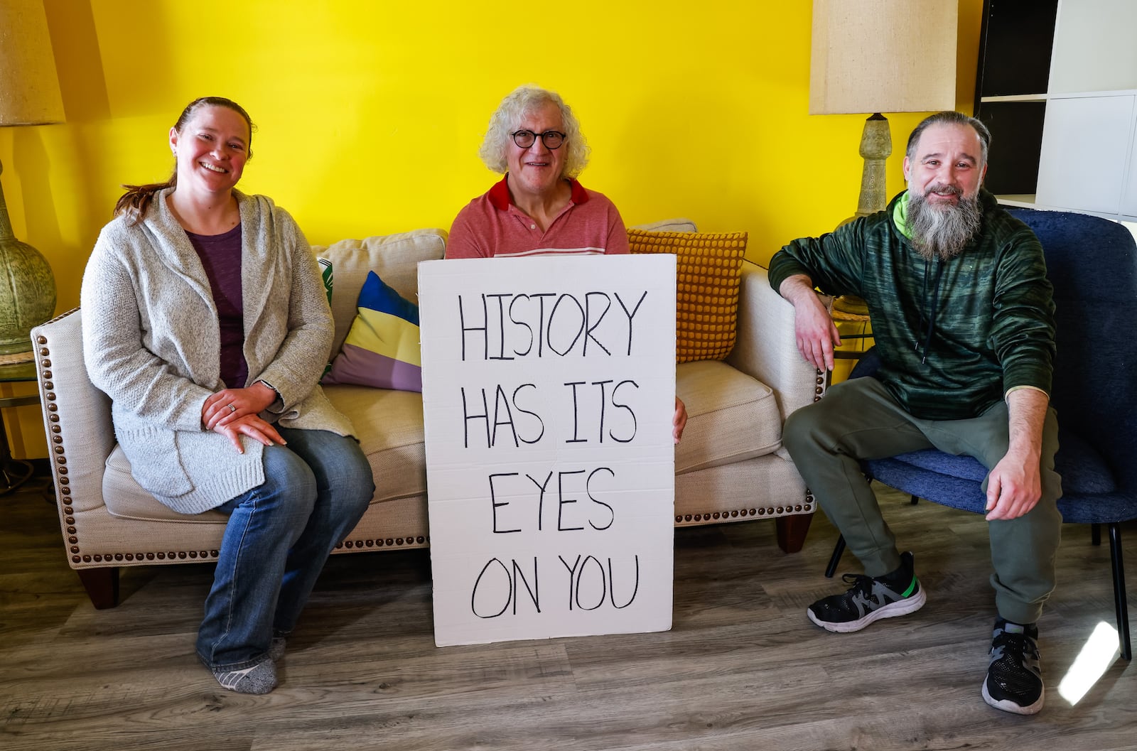 Pictured L-R: Angie Markham, Barry Blankenship and Jey Brown have been vocal in their opposition to a proposed data center that would go on at 141 acres in the city of Trenton. NICK GRAHAM/STAFF