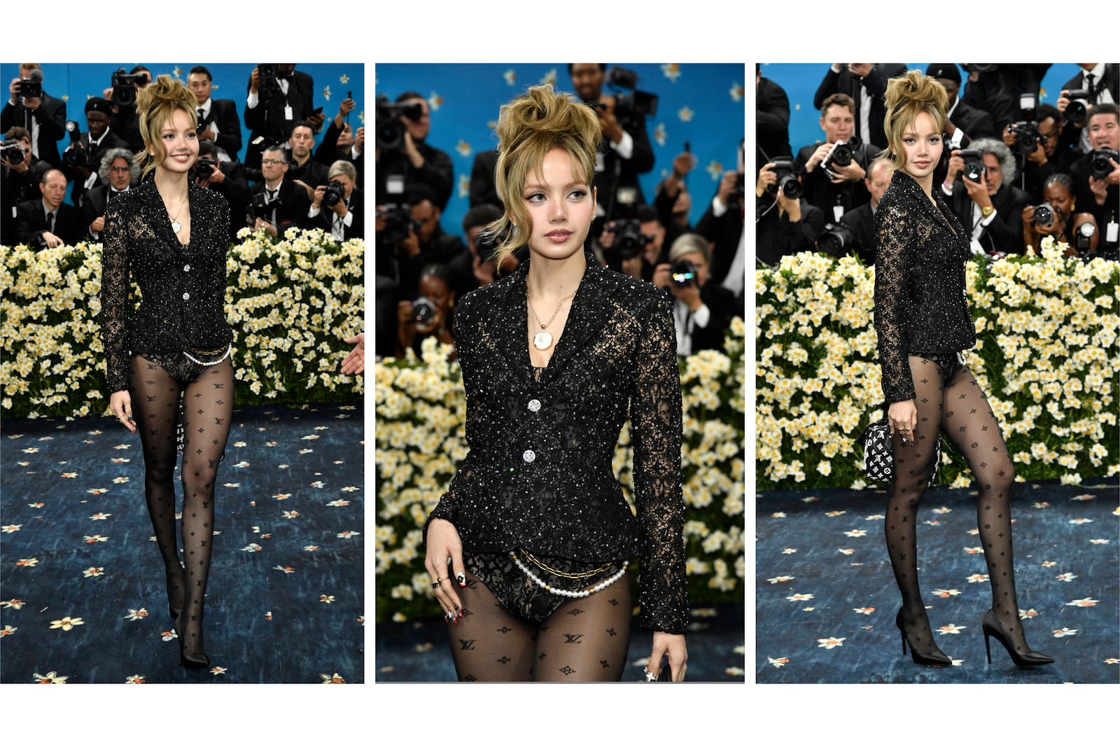 This combination photo shows Lisa at The Metropolitan Museum of Art's Costume Institute benefit gala on May 5, 2025, in New York. (Photo by Evan Agostini/Invision/AP)