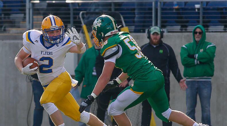 Marion Local defeated Newark Catholic 42-7 in the Division VII state championship game at Tom Benson Hall of Fame Stadium in Canton last year. Michael Cooper/CONTRIBUTED