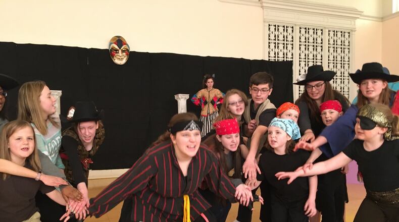Abbie Hawke as the Rat King, center, leads the other rats in song and dance during a rehearsal for the Ohio Performing Arts Institute’s upcoming musical production of “The Pied Piper of Hamelin.” CONTRIBUTED PHOTO BY BRETT TURNER