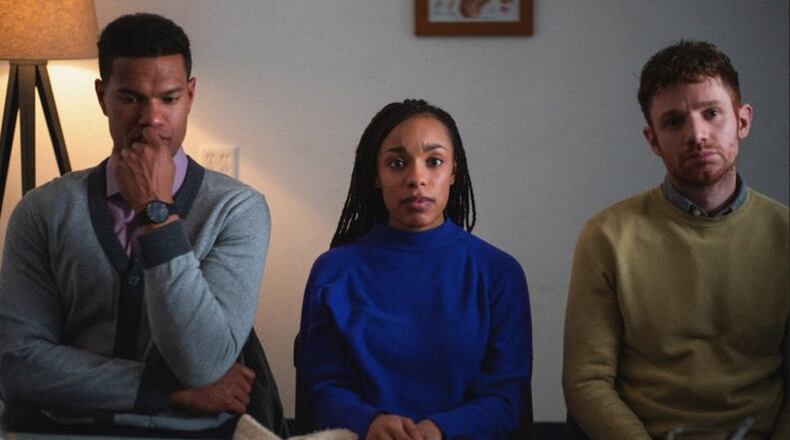 From left: Sullivan Jones (Aaron), Jasmine Batchelor (Jess) and Chris Perfetti (Josh) in “The Surrogate,”was released locally and virtually Wednesday, June 17 courtesy of the Neon Movies. CONTRIBUTED