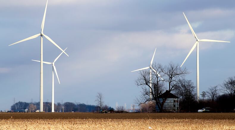 Developer of proposed wind farm in Champaign County, similar to this one in Van Wert County, is seeking an extension on permits. Bill Lackey/Staff