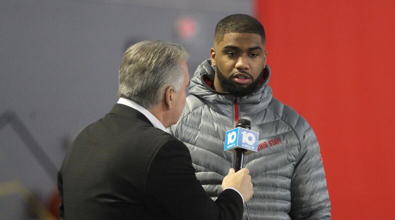 Ohio State’s Chris Worley speaks at media day on Thursday, Dec. 15, 2016, at the Woody Hayes Athletic Center in Columbus. David Jablonski/Staff