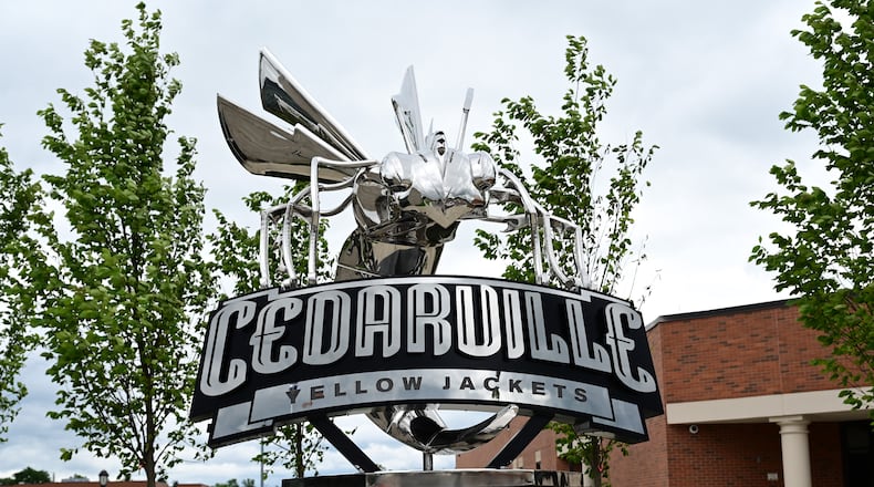 Cedarville University installed a statue of its athletic mascot, Stinger, on the plaza between the Scharnberg Business and Communication Center and the Stevens Student Center. Here is the Stinger statue after being installed at Cedarville. Contributed