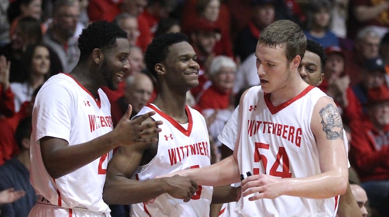 Wittenberg’s Connor Seipel against Ohio Wesleyan in the NCAC championship on Saturday, Feb. 24, 2018, at Pam Evans Smith Arena in Springfield. David Jablonski/Staff