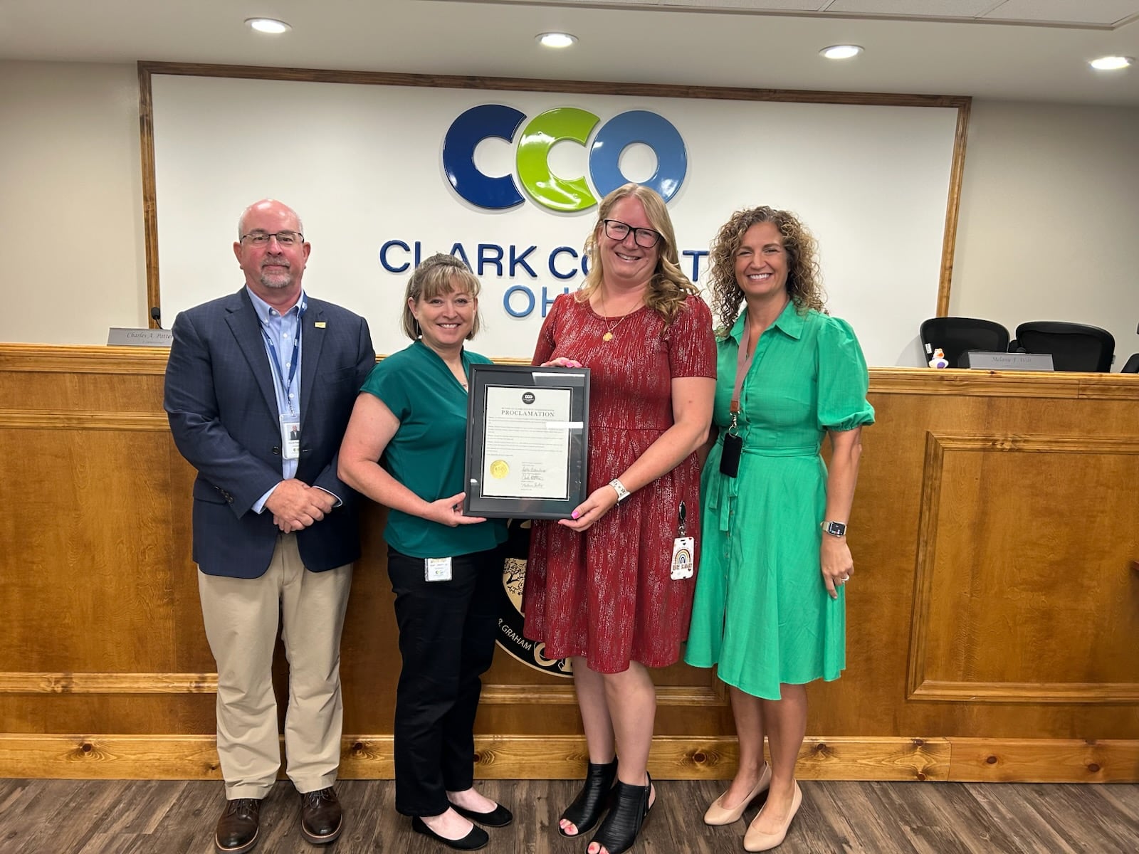 Clark County commissioners presented a proclamation at the Aug. 6 meeting to Michelle Clements-Pitstick for International Association of Emergency Managers 40 under 40 Award. Contributed