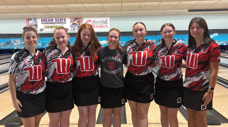 The season is underway for the Wittenberg women's bowling team (l to r)
Ryleigh Rasey, Cambryn Tom, Sydney Wilson, Taylor Rausch, Bridget Capper, Chloe Steiner, Grace Tyler (Shannon Csordas not pictured) - CONTRIBUTED