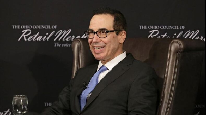 U.S. Treasury Secretary Steven Mnuchin said in Ohio Tuesday that the GOP tax proposals are aimed at spurring job creation and economic growth. PABLO MARTINEZ MONSIVAIS/ASSOCIATED PRESS B