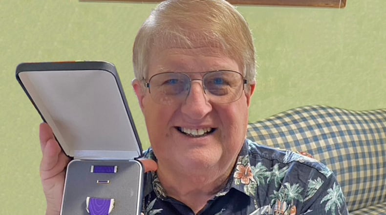 Springfield resident Randy Ark was surprised to receive a Purple Heart medal for wounds sustained during his U.S. Army service in Vietnam in 1969, 16 years after applying for the honor. Courtesy photo