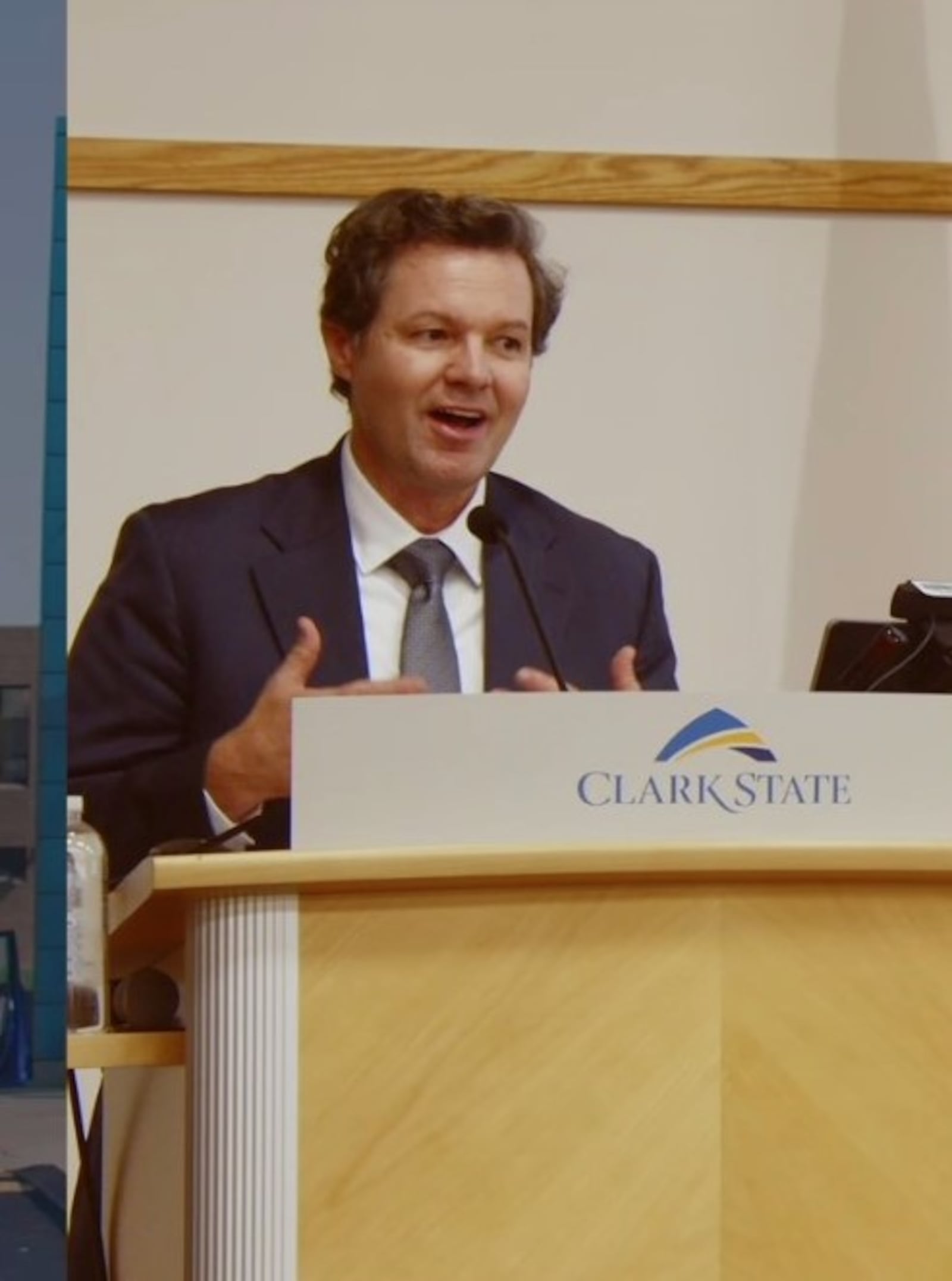 Flavius R.W. Lilly, one of three finalists as the next Clark State College president, presented during an open forum about future opportunities and potential improvements for student success.