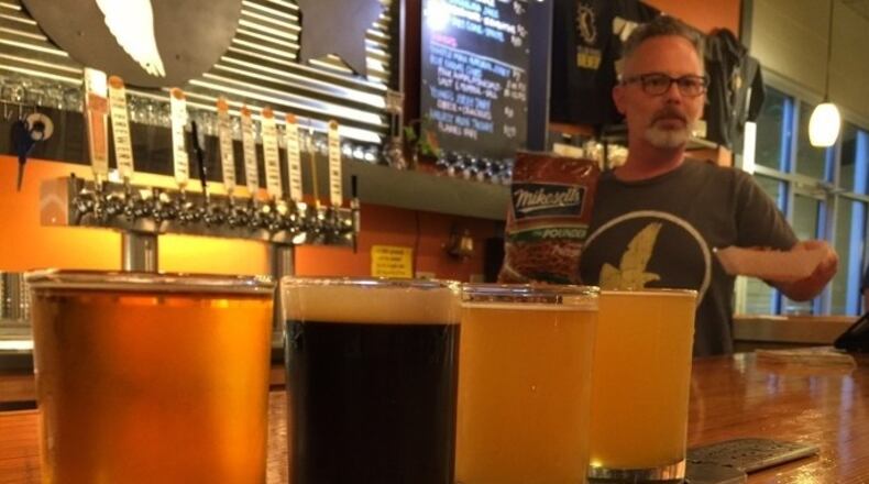A sampler board at Yellow Springs Brewery in Yellow Springs. FILE/CONTRIBUTED