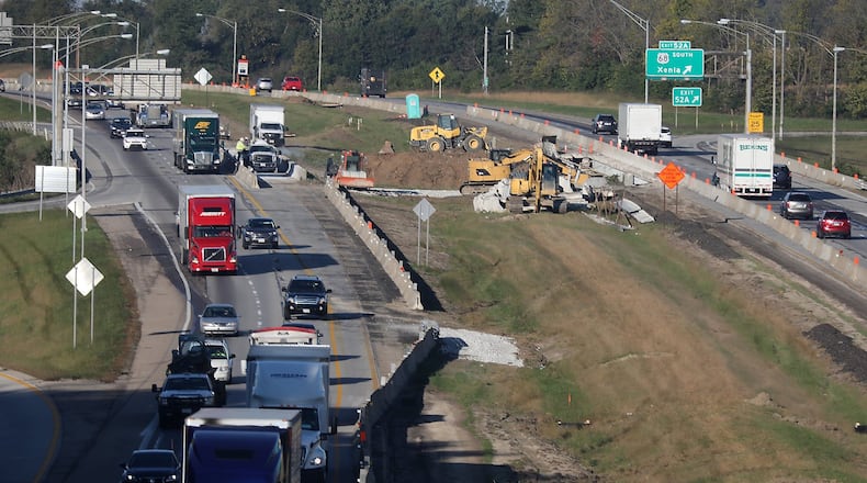 Construction has begun on the widening of Interstate 70 to three lanes between US 68 and Ohio 72 in Clark County. BILL LACKEY/STAFF