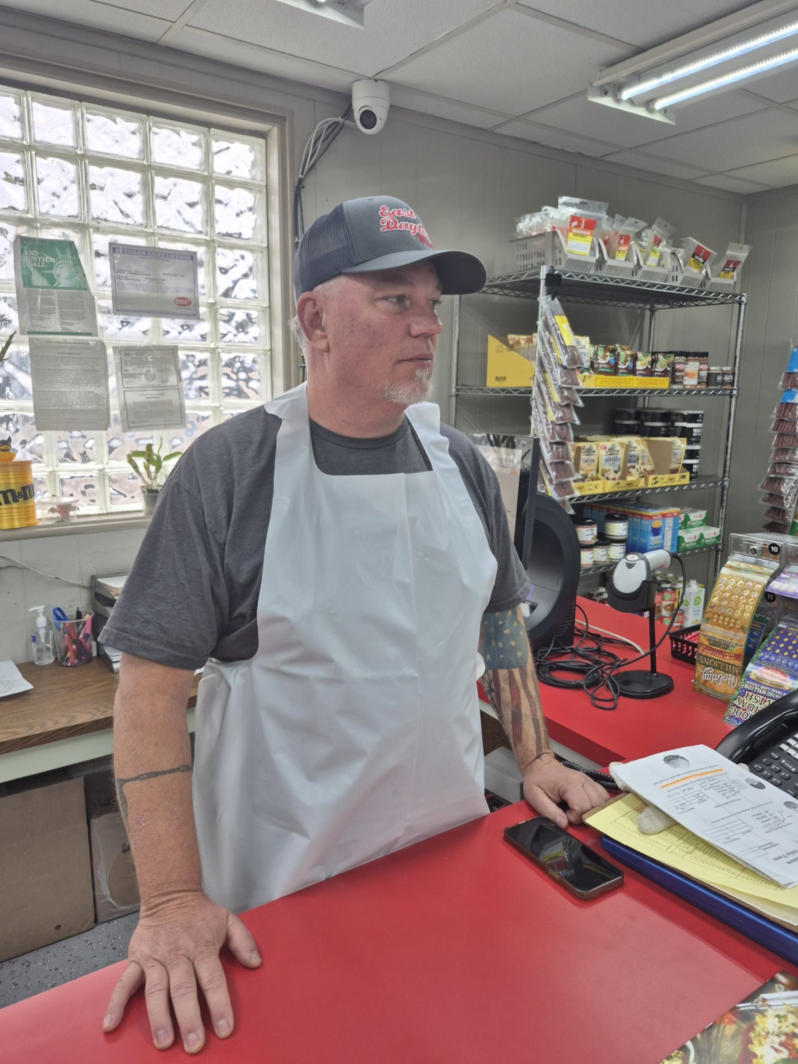 Rodney Ebright, owner of East Dayton Meats and Poultry, said overall sales are down between $300,000 and $400,000 as customers try to stretch their food dollars. MICHAEL KURTZ / STAFF