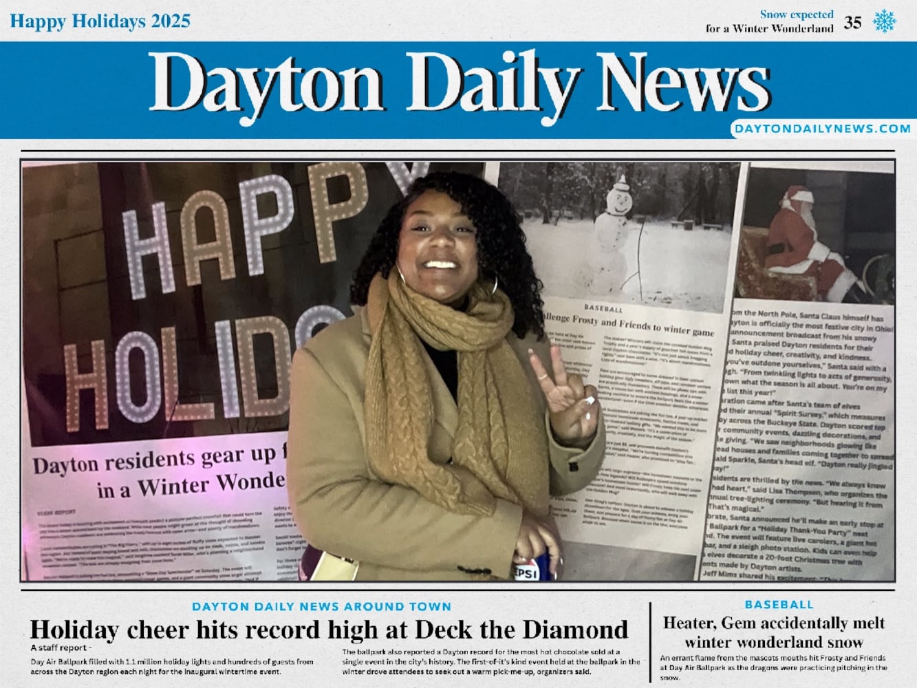 "Front Page News" photo booth photos from Deck the Diamond