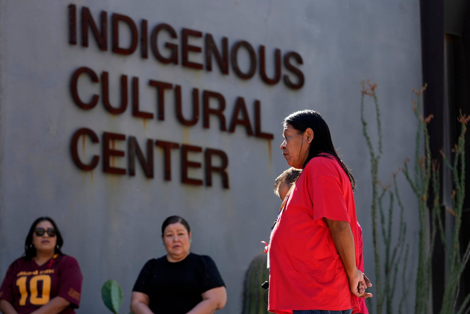 Donovan Paddock speaks during an observance of Missing & Murdered Indigenous Peoples Day (MMIP) at the Indigenous Cultural Center at Scottsdale Community College, Friday, May 2, 2025, in Scottsdale, Ariz. (AP Photo/Matt York)