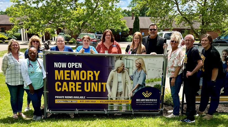 Villa Springfield Rehabilitation & Healthcare Center staff members celebrated the opening of Hearthstone, its new memory care unit. Contributed