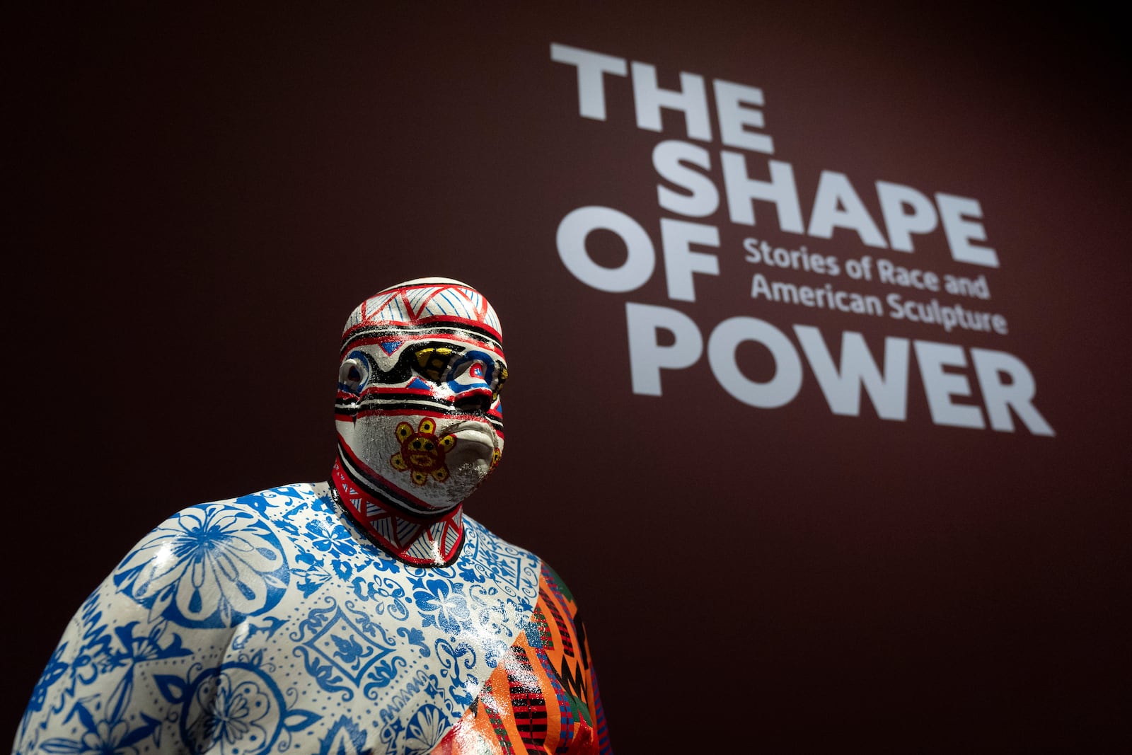 The sculpture DNA Study Revisited by artist Roberto Lugo, part of the exhibition The Shape of Power: Stories of Race and American Sculpture at the Smithsonian American Art Museum, is seen on Friday, March 28, 2025, in Washington. (AP Photo/Mark Schiefelbein)