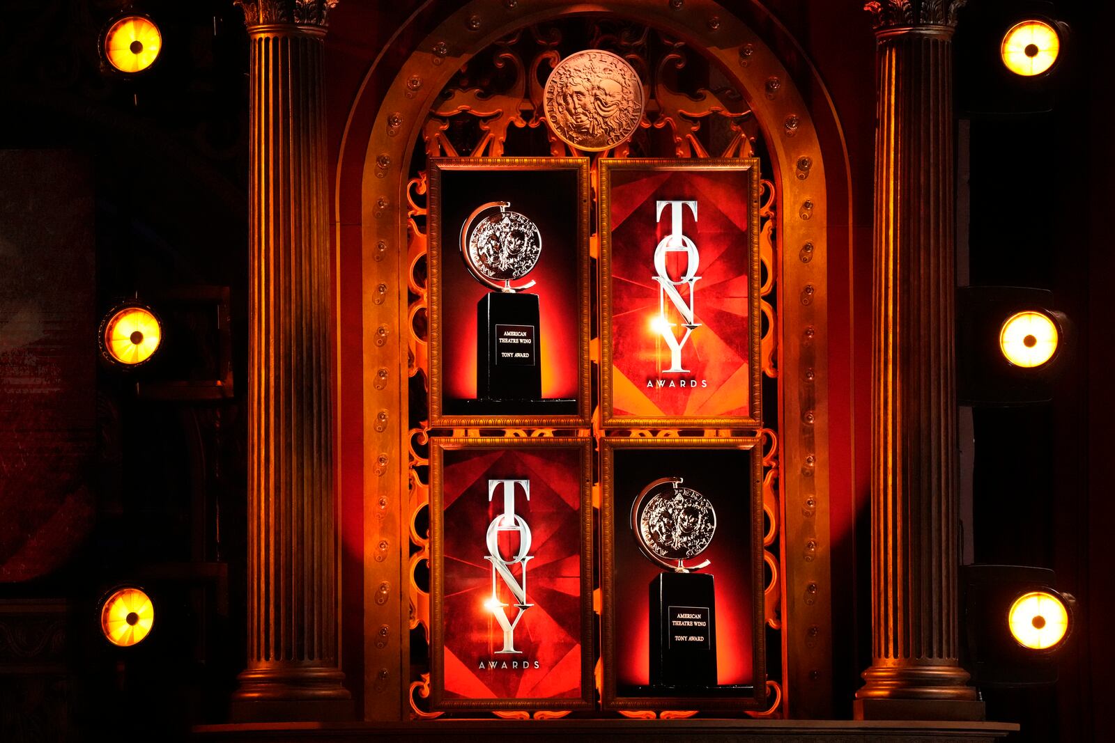 FILE -The stage appears at the 76th annual Tony Awards on Sunday, June 11, 2023, at the United Palace theater in New York. (Photo by Charles Sykes/Invision/AP, File)