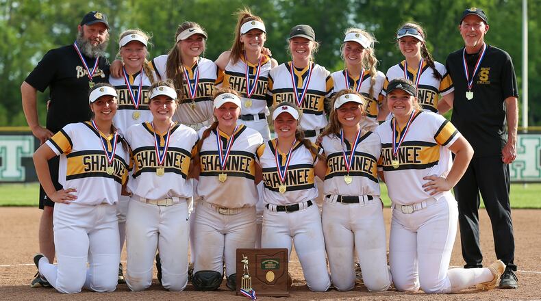 The Shawnee High School softball team beat Eaton on Friday to win a Division II district title. Michael Cooper/CONTRIBUTED