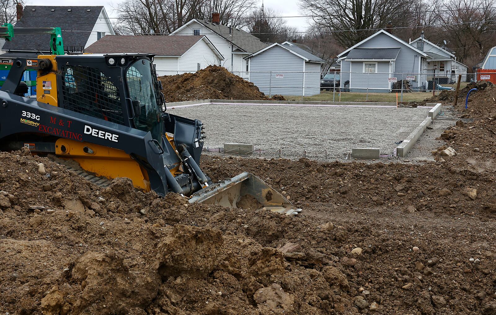The footprint of the new Chipolte restaurant is now visible Thursday, Feb. 16, 2023 at the intersection of South Limestone Street and Leffel Lane in Springfield. BILL LACKEY/STAFF