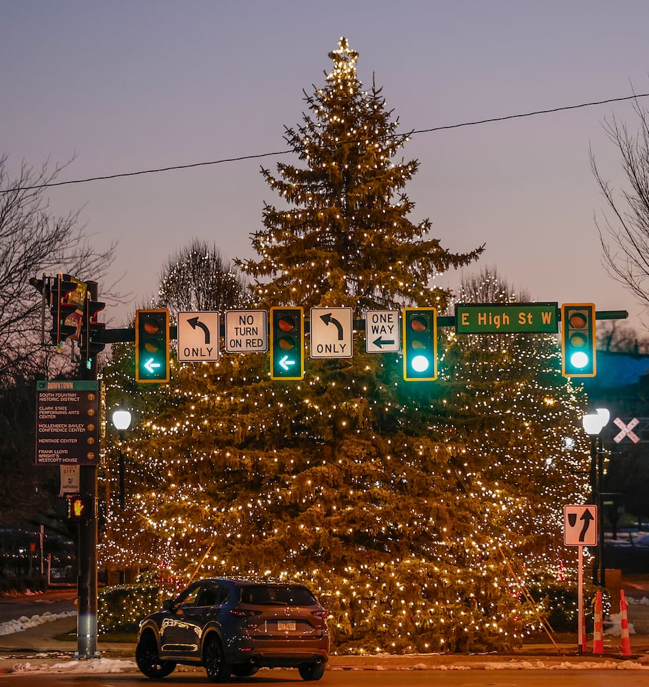 Christmas decorations in downtown Springfield