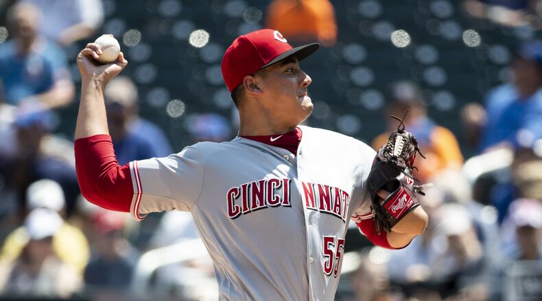 NEW YORK, NY - AUGUST 08: Robert Stephenson #55 of the Cincinnati Reds pitches during the first inning at Citi Field on August 8, 2018 in the Flushing neighborhood of the Queens borough of New York City. (Photo by Michael Owens/Getty Images)