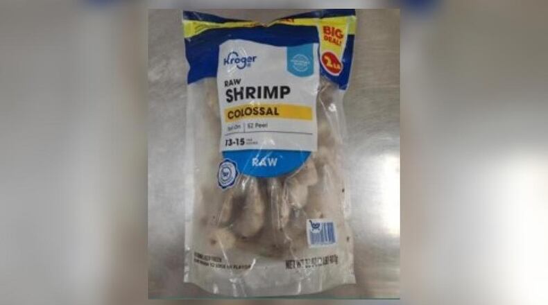 Packages of frozen Kroger shrimp, along with others, were recalled as an FDA investigation into cesium-137 found on shrimp shipments from an Indonesia company continues. PROVIDED / FDA