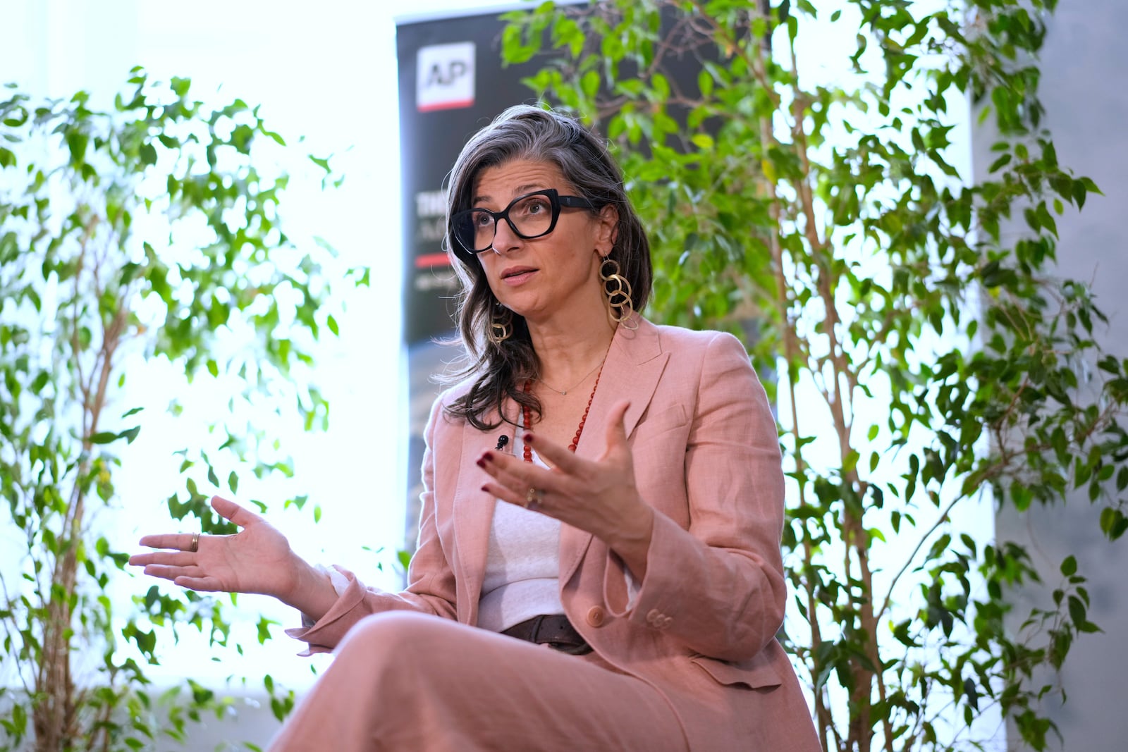 Francesca Albanese, the U.N. special rapporteur for the West Bank and Gaza, is interviewed by the Associated Press in Rome, Tuesday, July 29, 2025. (AP Photo/Gregorio Borgia)